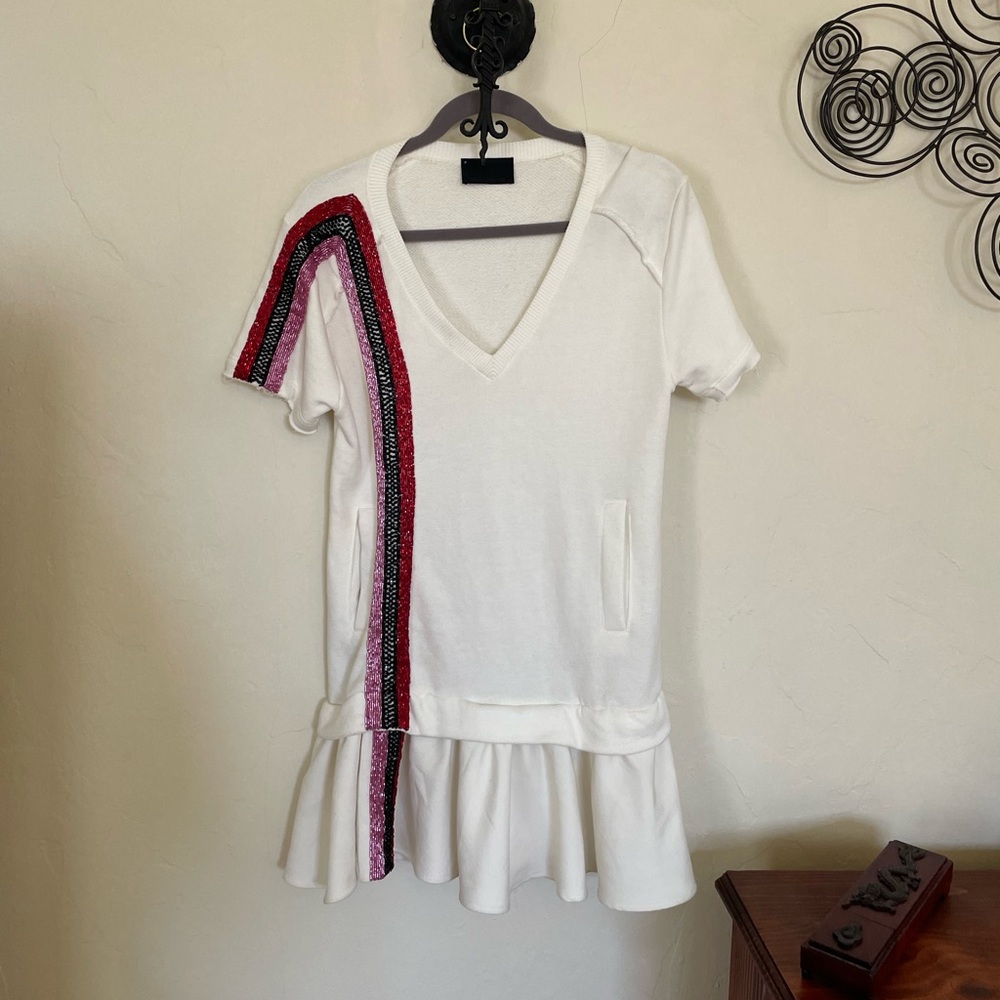 Andrea Bogosian sweatshirt fabric hand beaded dress